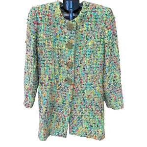 Lee Anderson Couture Multicolor Tweed Coat – 80s/90s Paris Designer Vintage S 4